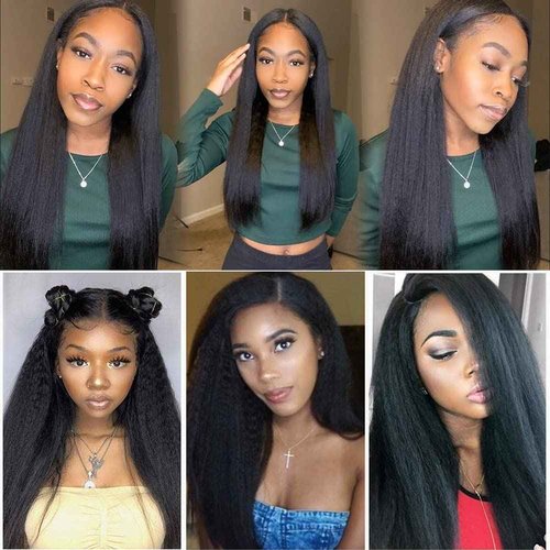 Urbeauty U Part Human Hair Wig Bob Upart Wigs Black Women Human Hair Kinky Straight Wigs, 10 inch Italian U Part Half Wig 1.5x3 U Shape Clip in None Lace Front No sewing No Glue