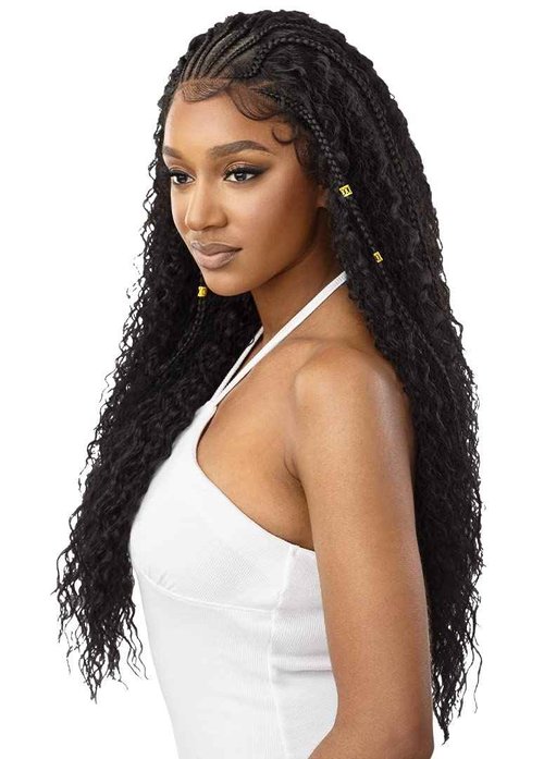Outre 13x4 Hand Tied Lace Frontal Wig - STITCH BRAID RIPPLE WAVE 30" (DR Chai Latte)