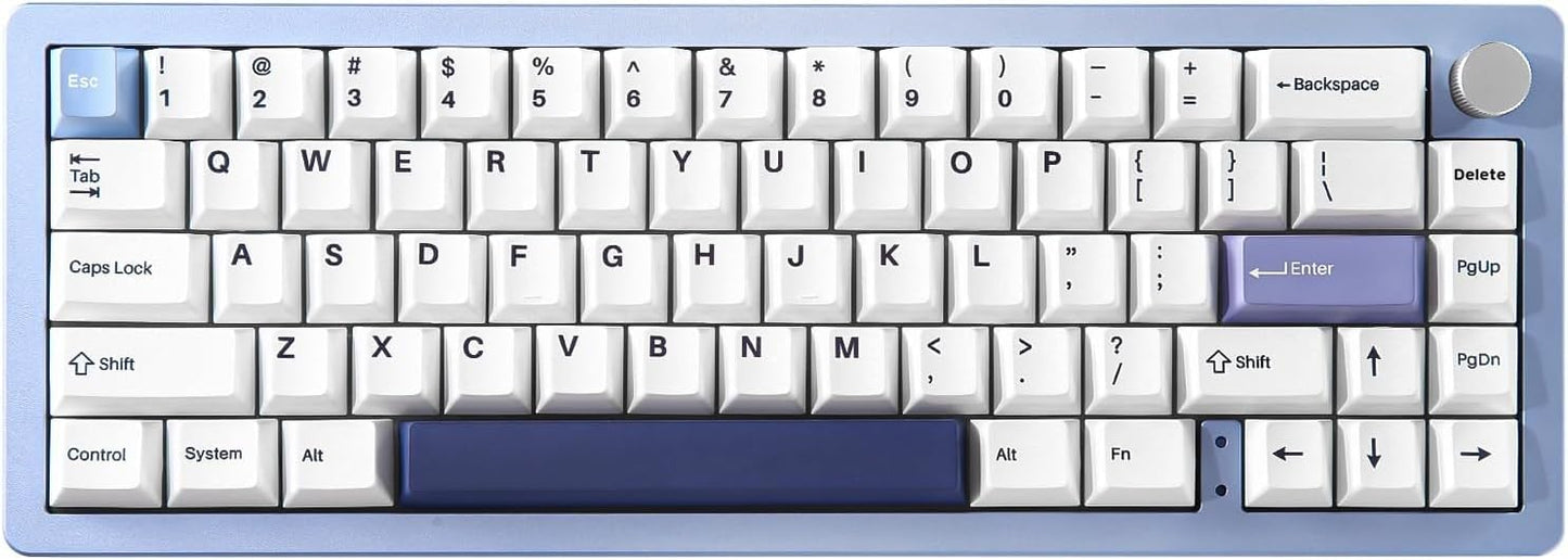 YUNZII AL66 Wireless Mechanical Keyboard(Milk Switch, Blue), 136 Keys MOA Keycaps(Purple)