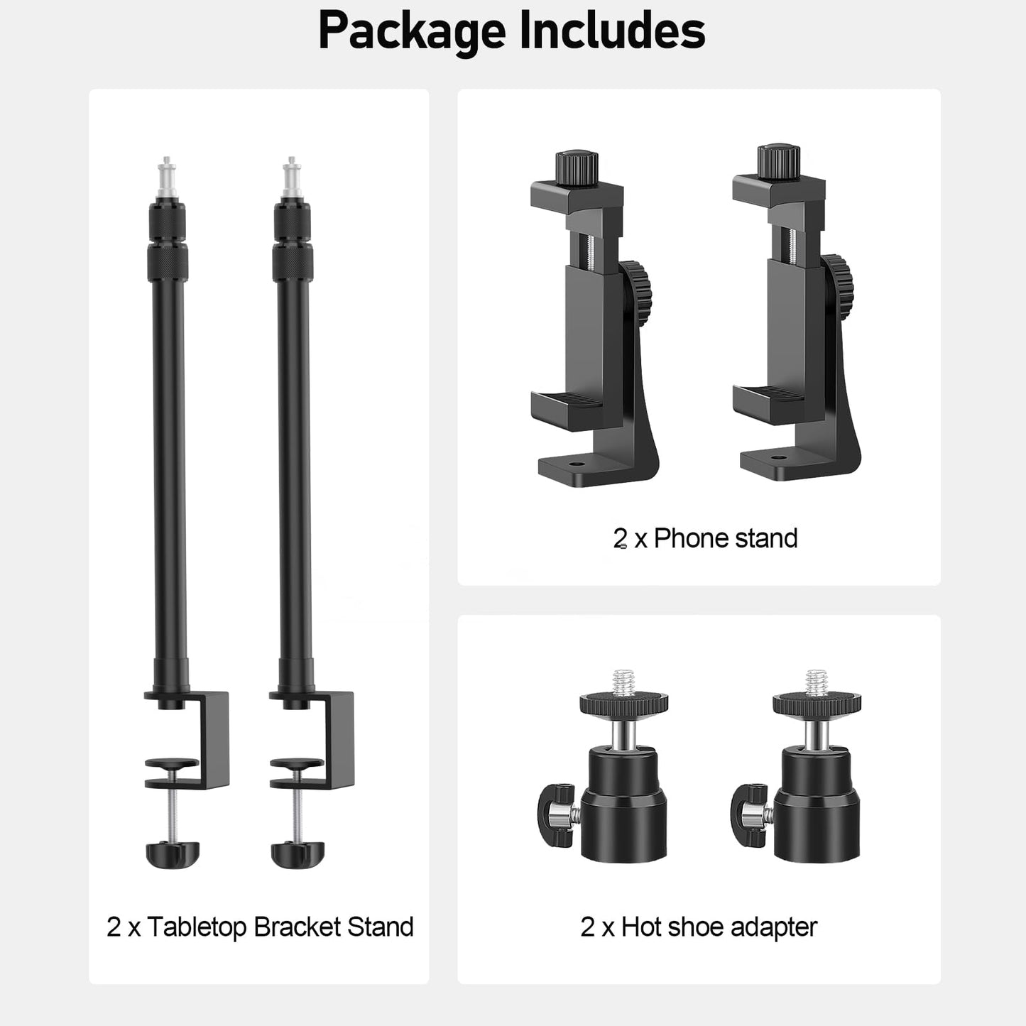 2 Pack Camera Desk Mount with 1/4" 3/8" Screws Ball Head Camera,17-41" Desk Camera Mount, Adjustable Aluminum Desktop Light Stand, for DSLR Camera, Ring Light