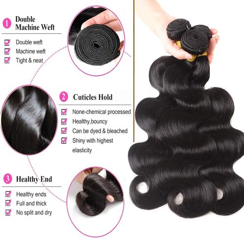 12A Human Hair Bundles Body Wave Bundles Human Hair 16 18 20 Inch 3 Bundles Hair 100% Unprocessed Brazilian Virgin Hair Deals Weave Human Hair Extension Natural Color