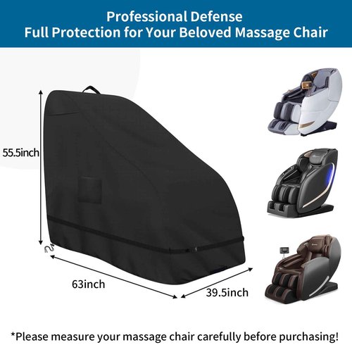 Roasivi Massage Chair Cover Waterproof Massage Chair Full Body Protector Zero Gravity Armchair Cover 420D Oxford Fabric with Drawstring and Buckle 63"L x 39.5"W x 55.5"H Black