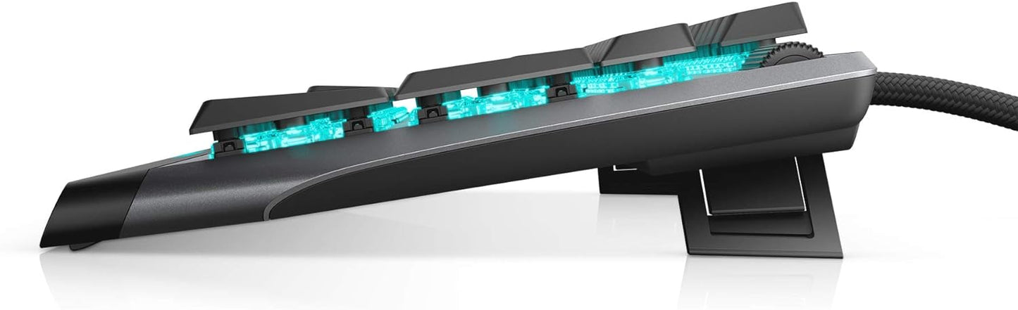 Alienware Low-Profile RGB Gaming Keyboard AW510K, AlienFx Per Key RGB LED Color Backlighting, Media CONTROLS & USB Passthrough, Cherry MX Low Profile Red Switches