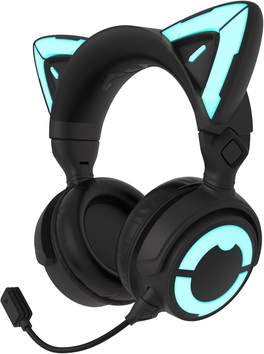 YOWU RGB Cat Ear Headphone 4, Upgraded Wireless & Wired Gaming Headset with Attachable HD Microphone -Active Noise Reduction, Dual-Channel Stereo & Customizable Lighting and Effect via APP (Pink)