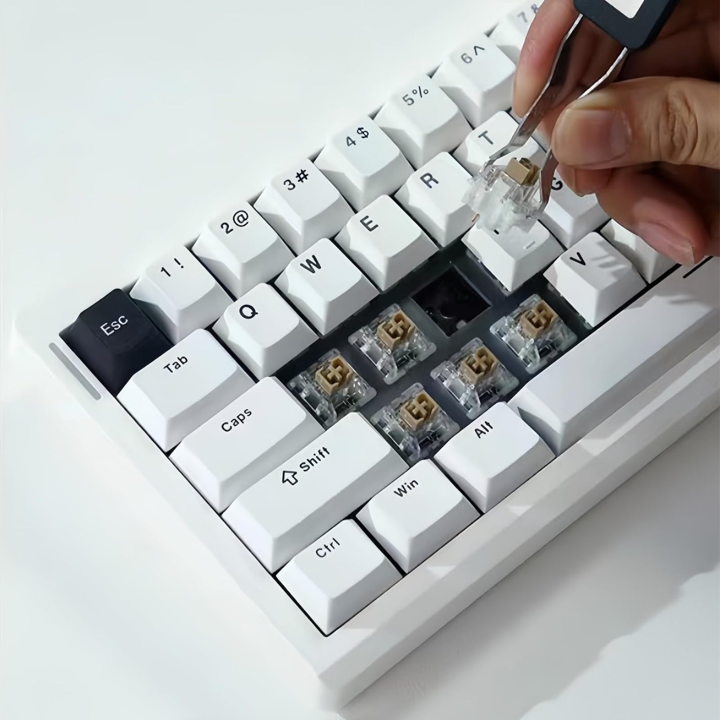 ZMX GMK61 60% Wireless Mechanical Keyboard,Tri-Mode BT5.0/2.4G/USB-C Wired RGB Backlit Gaming Keyboard Hot-Swappable Linear Switch Gasket Keyboard Mini 61 Keys Custom Keyboard with Software (White)