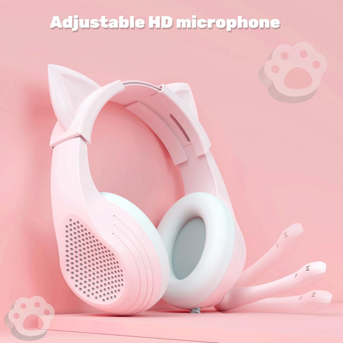 Anivia Pink Gaming Headset with Microphone for PC Computer iOS Mac PS4 PS5 Xbox One Phone, 3D Surround Sound, Soft Memory Foam Ear Cushion, Wired Over-Ear Headphones with Mic for Gamer-1