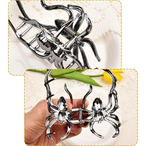 Black Spider Clip Claws for Women Girls Punk Hair Clip Jaw for Teen Girl Strong Hold Spiders Hair Clamp Barrette Fahison Goth Hair Accessories for Women Halloween Costume Decoration Metal Hair Claw