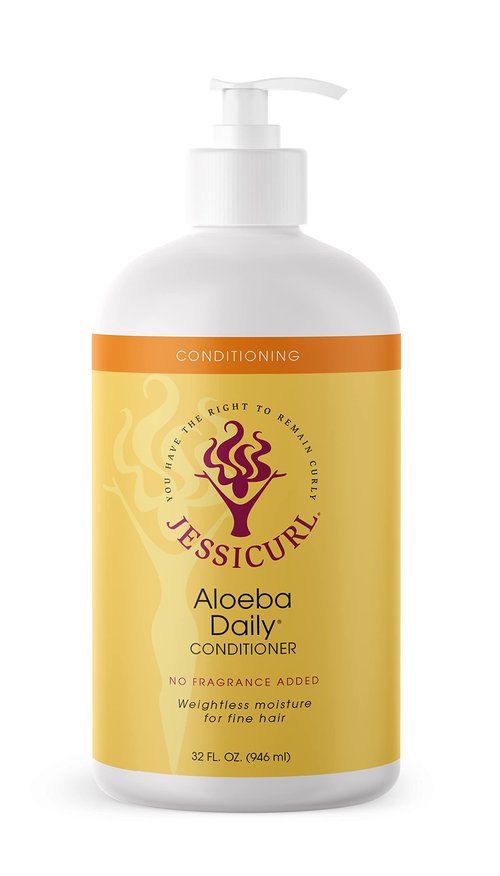 Jessicurl Aloeba Daily Conditioner for Curly Hair, No Fragrance Added, 32 Fl Oz Leave In Conditioner and Detangler for Fine Hair