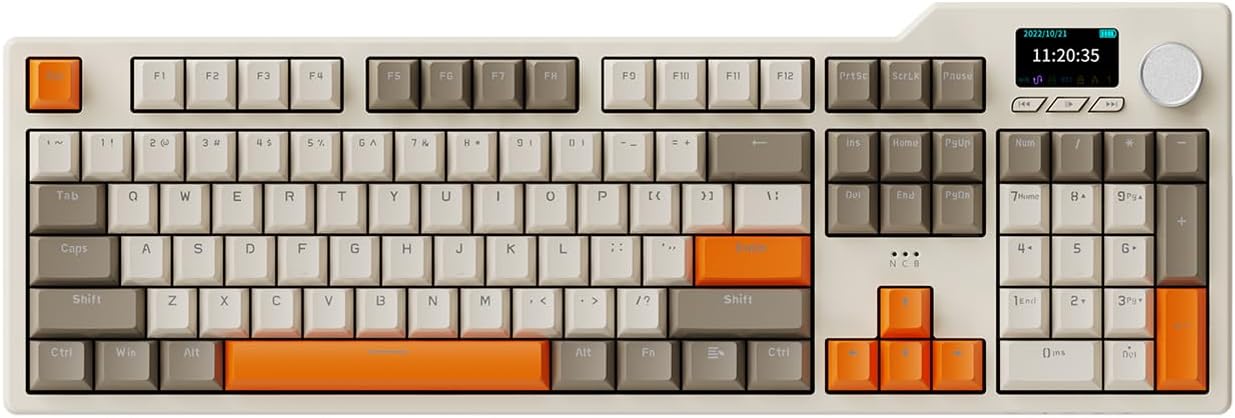 AJAZZ AK35I V3 104-Key Full Size Wired Gasket Mount Gaming Keyboard with Multimedia Buttons & Knob Control | Five Layer Pad | OEM Profile PBT Keycaps | Blue Backlit Custom Keyboard