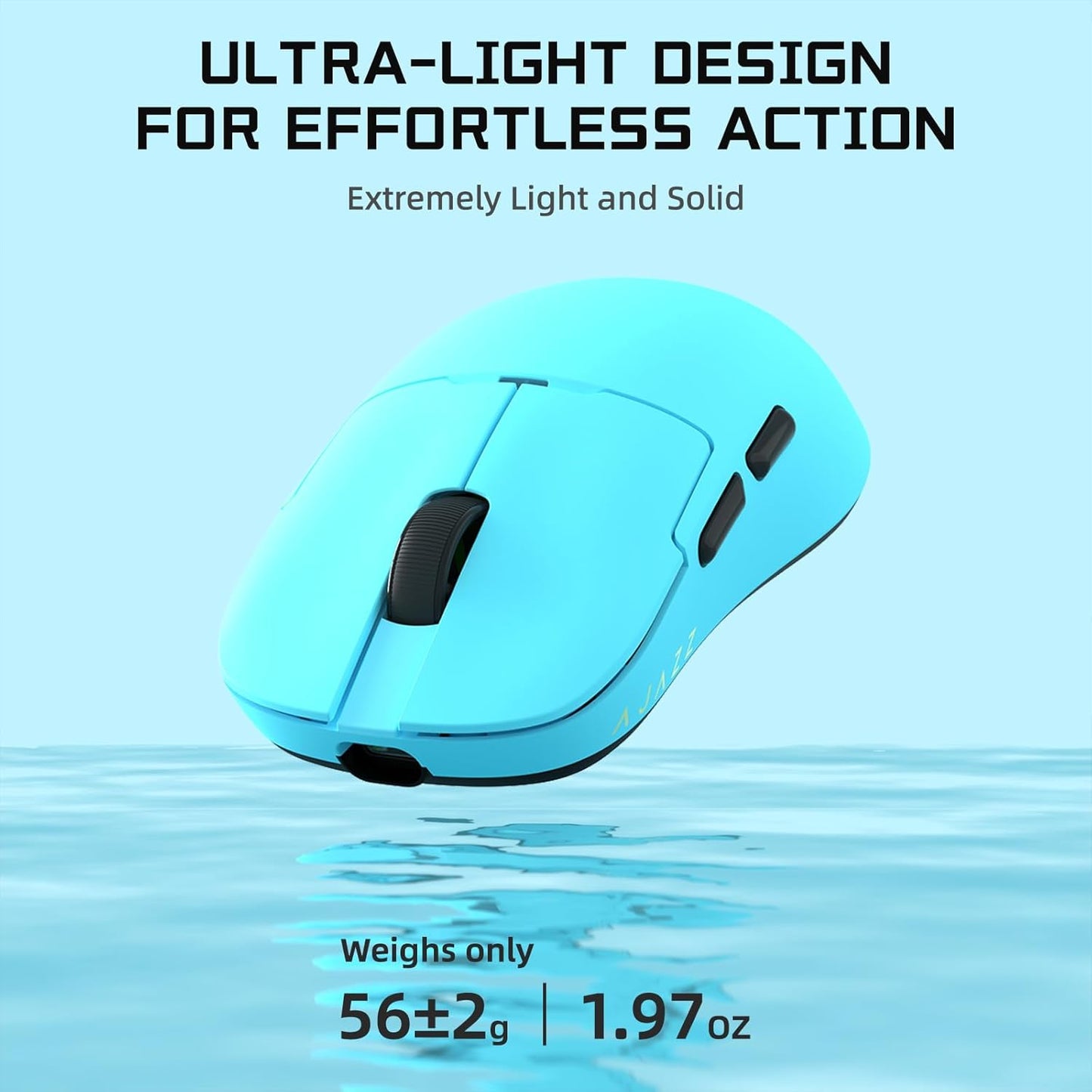 AJAZZ AJ159 APEX Wireless Gaming Mouse with Magnetic Charging Base, 56g Lightweight BT/2.4G/USB-C Wired Mouse, PAW3950APEX 42K DPI Optical Sensor, Programmable Buttons for PC/Mac/Win(Blue)
