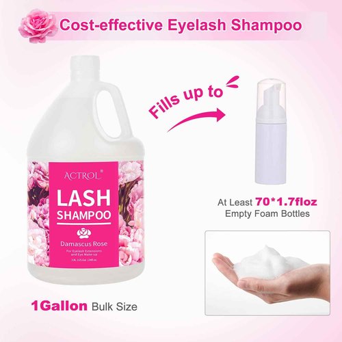 ACTROL Eyelash Extension Cleanser Gallon Rose 3.8L Natural Lash Extension Shampoo Professional Eyelid Foaming Cleanser Paraben & Sulfate Free Non-lrritating with Salon and Home Care