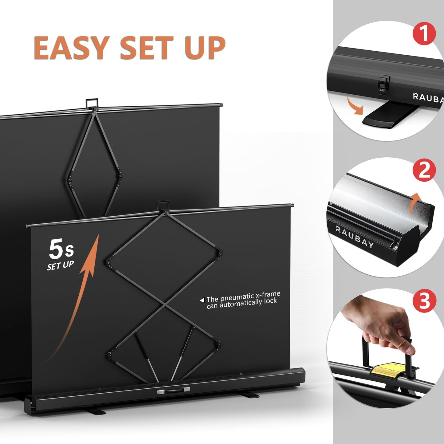 【Wider Style】 RAUBAY 78.7 x 82.7in Large Collapsible Black Backdrop Screen Portable Retractable Panel Photo Background with Stand for Video Conference, Photographic Studio, Streaming