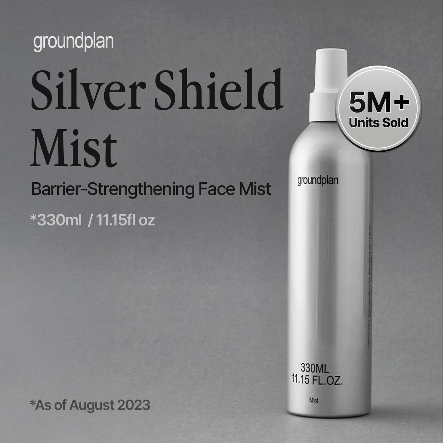 Groundplan Silver Shield Mist - Facial Barrier Toner Spray, 80% Witch Hazel Water, Centella Asiatica for Skin Barrier Repair, Recovery Calming Mist for Sensitive Skin, Korean Skin Care (11.16 fl oz)