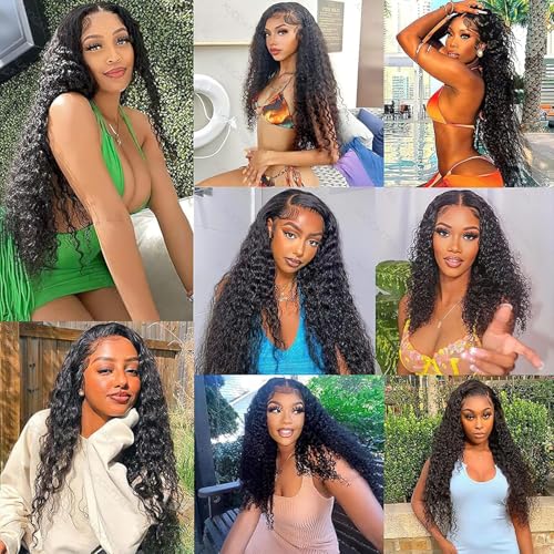 SODLIS 5x5 HD Lace Closure Wigs Wear And Go Glueless Wigs Pre Plucked With Baby Hair Ready to Go Deep Wave Lace Front Wigs for Women (Black, 24 Inch, Curly)
