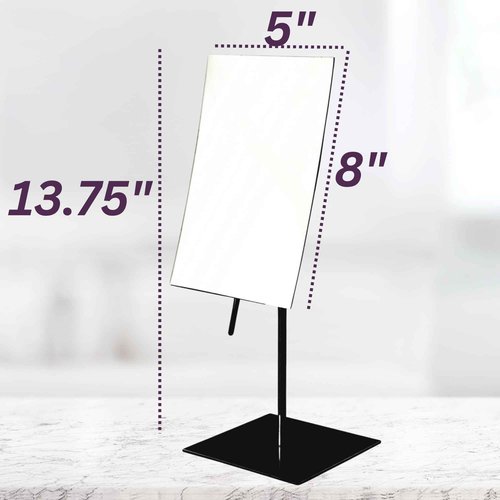 JERDON Rectangular Tabletop Vanity Makeup Mirror - 3X Magnification with Black Finish - 5-inch by 8-inch Vanity Mirror - Pivot Adjustment - Model JP358BK
