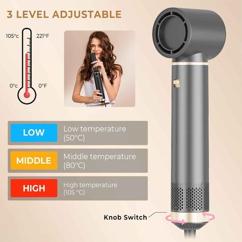 5 in 1 Hair Styler & Hair Dryer Brush, Low-Speed Negative Ionic Air Styler Drying, Multi Hair Styler, Professional Blow Dryer Brush for Curling Volumizing Straightening Styling