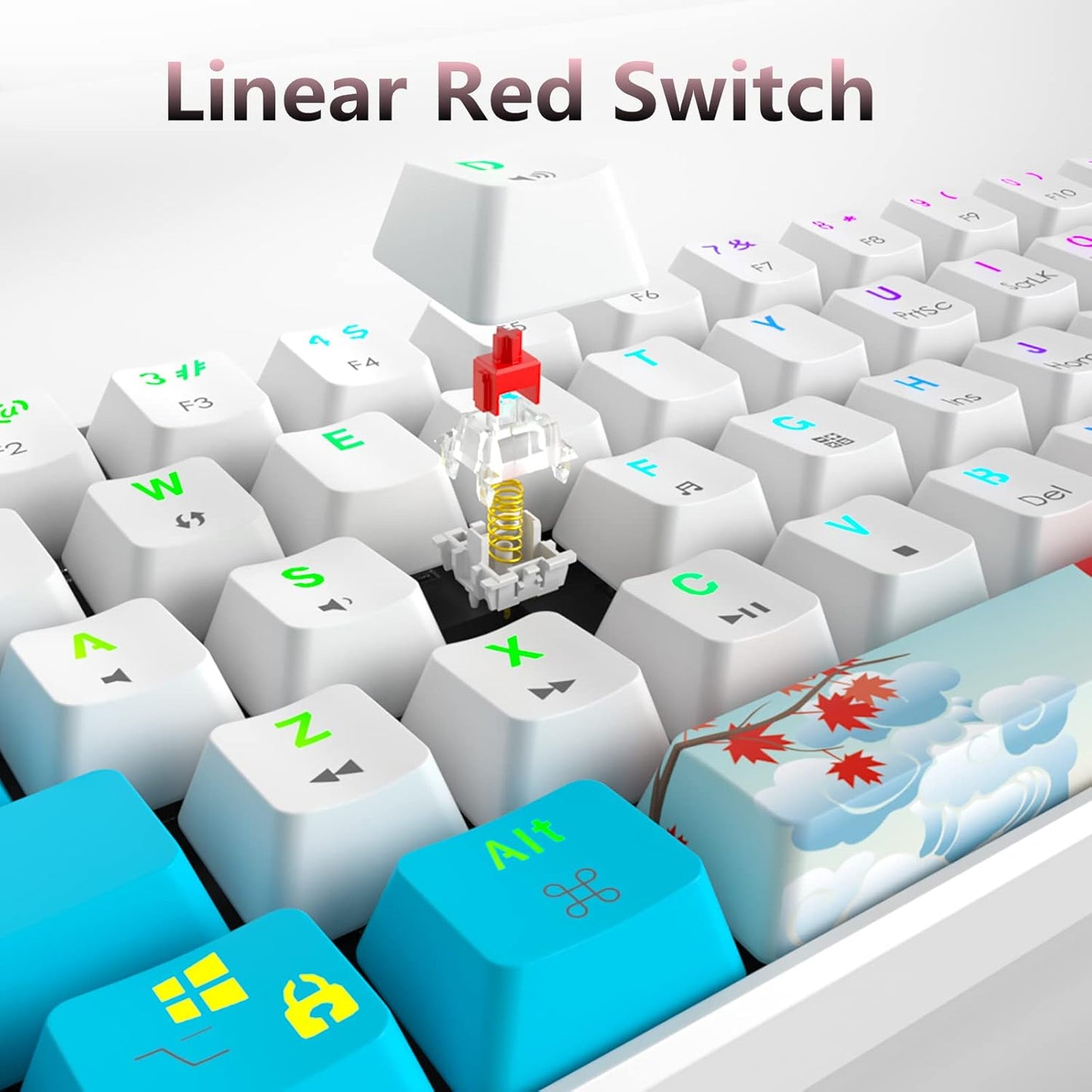 60 Percent Gaming Keyboard Green Matcha Keyboard 61 Keys Wired Mechanical Keyboard Red Switch RGB MDA Keycaps for Windows PC Laptop Gamers(61 Matcha)
