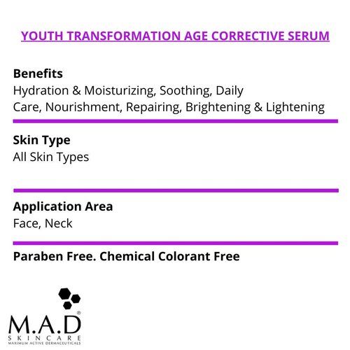 M.A.D Skincare Anti-Aging Youth Transformation Age Corrective Serum 1 oz.