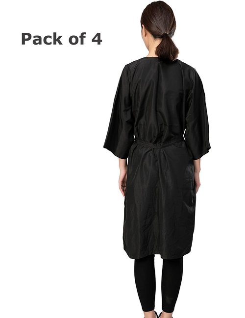 Salon Robes for Clients, Pack of 4, Hair Color Gown Cape for Women & Men, Grooming Smock-Kimono Style, 5 Snaps Closures