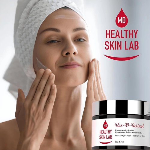 Healthy Skin Lab Res-V-Retinol Resveratrol Face Night Cream, Anti-Aging Neck & Décolleté Moisturizer With Retinol, Hyaluronic Acid, Polypeptides, Hydrates & Brightening, 1.7oz