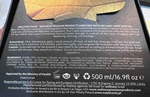 Wellness Premium Wellplex Hair Mask for All Hair Types | Enriched with Organic Cold Pressed Hemp Seed Oil | Clean Beauty Ingredients (500 mL)