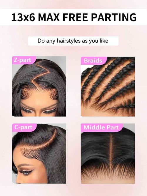 ORIGINAL QUEEN 13x6 Water Wave Lace Front Wigs Human Hair Pre Plucked Pre Bleached Knots Deep Curly Human Hair Wigs for Women 13X6 Lace Frontal Wig 200% Density Natural Color 24Inch