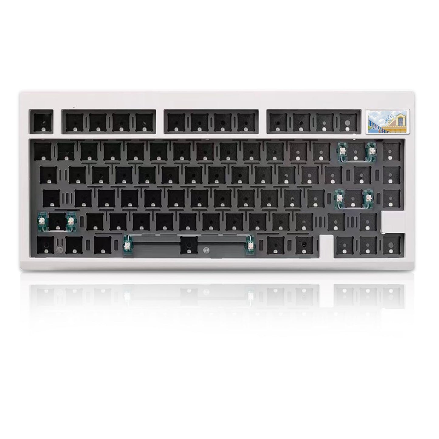 ZMX GMK81 Barebones Keyboard with Screen,75% VIA Programmable Hot Swappable PCB Gasket Mounted Wireless Mechanical Keyboard Kit Tri-Mode BT5.0/2.4G/USB-C Wired Custom RGB Gaming DIY Kit