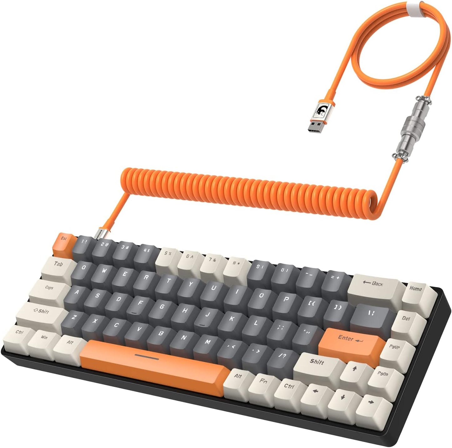 ZIYOU LANG RK-T8PR0 Wired 65% Mechanical Gaming Keyboard and Mouse Combo with RGB LED Backlit Anti-ghosting TKL Mini 68 Key Coiled C to A Cable Linear Red Switch for PS4 PS5 Xbox PC Mac Gamer(Gray)