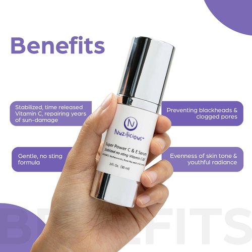 Professional Grade Super C & E Serum for Glowing Skin – Stabilized, Non-Stinging Vitamin C Formula – Vegan, Cruelty-Free, Anti-Dullness Face Serum – 1 oz