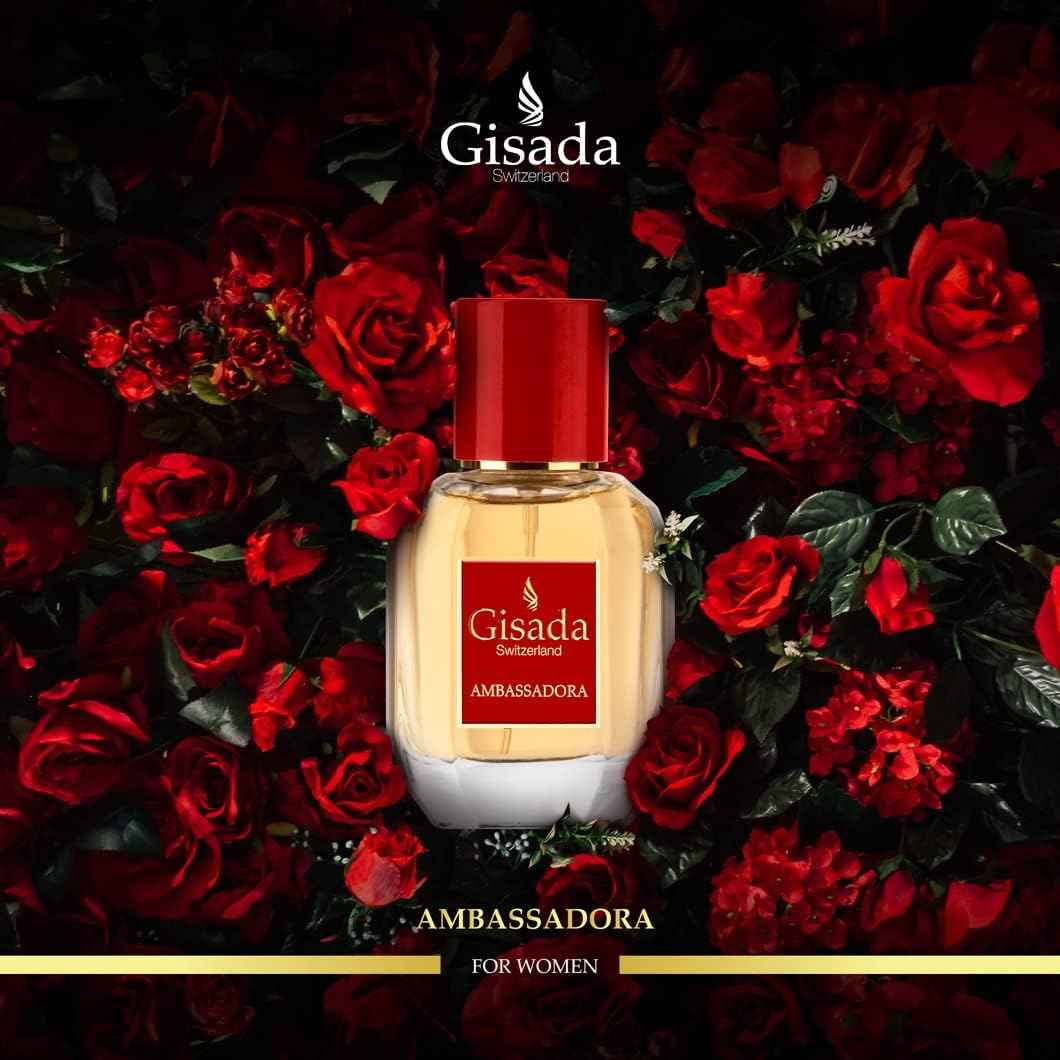 Gisada Ambassadora Women's Perfume - Perfumes for Women with Oriental, Sweet, Floral, Warm Fragrance - Daily Wear Women's Cologne with Juicy, Fruity, Spicy Scent - Made in Switzerland - 1.7 fl. oz.