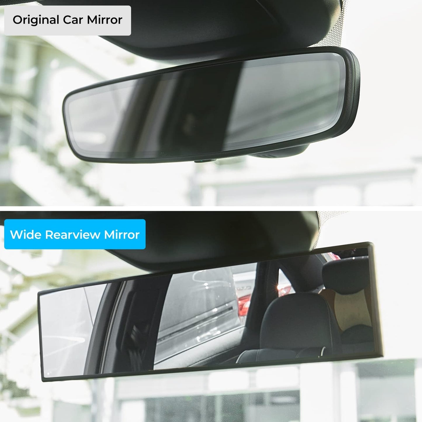 JOYTUTUS Rear View Mirror, Universal 11.81 Inch 2 Pack Panoramic Convex Rearview Mirror, Interior Clip-on Wide Angle Rear View to Reduce Blind Spot Effectively for Car SUV Trucks - Clear
