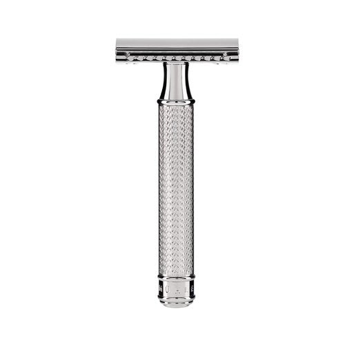 MÜHLE EDITION Chrome 2-Piece Shaving Set - Classic Closed Comb R89 Safety Razor & Razor Stand – Safety Razor Kit for Men, Shaving Razor, Straight Razor Shaving Kit for Men