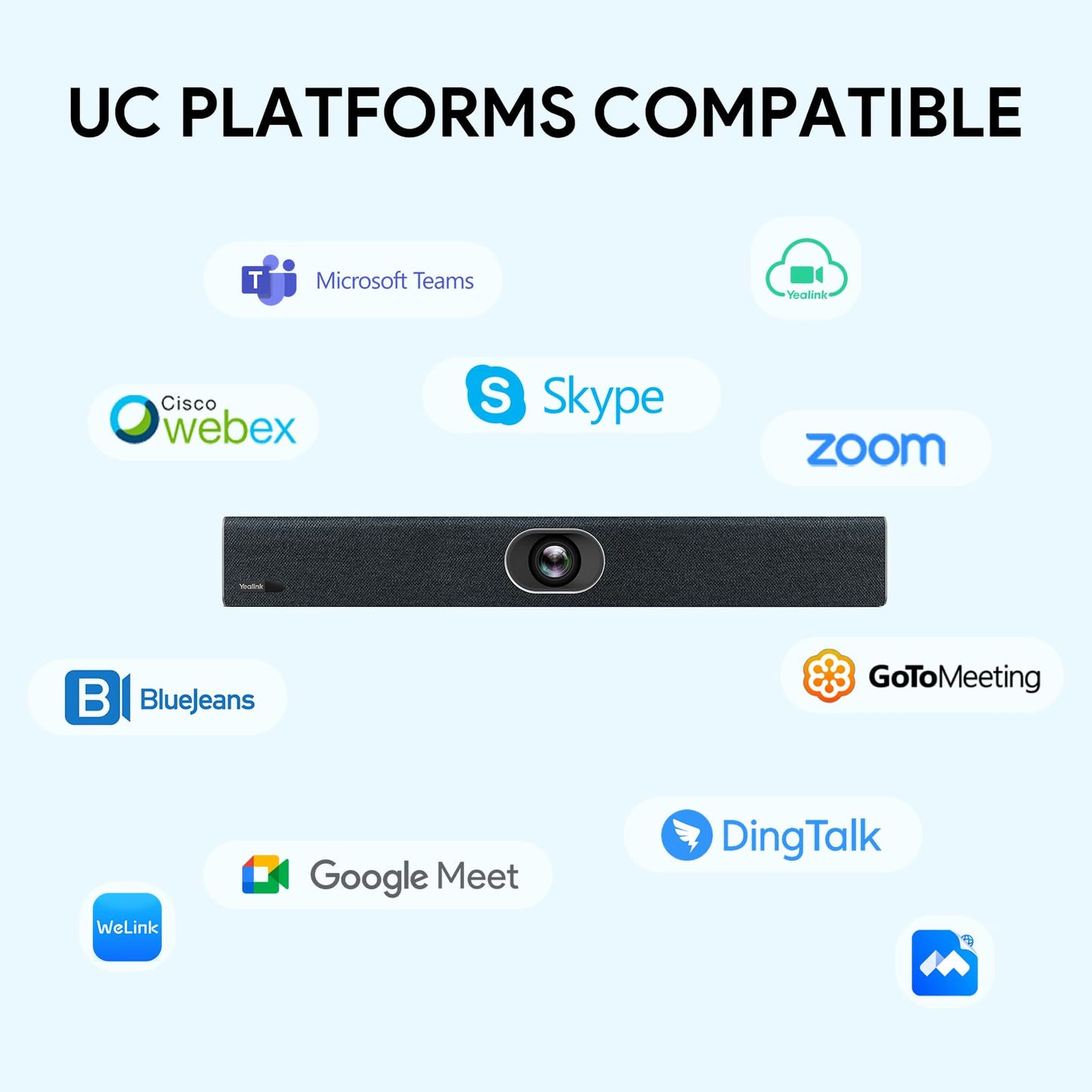 Yealink UVC40 Video Conference Room Camera System Teams Zoom Certified, 4K Webcams All-in-One Video and Audio Conferencing Video Bar, 133° Wide Angle Webcam, Speaker Tracking, PC Connected via USB-A