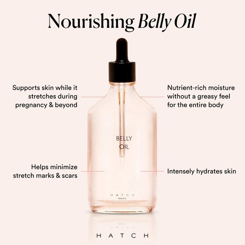 HATCH Belly Oil, Pregnancy & Postpartum Skincare for Stretch Marks, Quick-Drying for Full Body & Soothes Irritation, Plus Vegan, Clean & Plant-Based, 6.7 Fl Oz