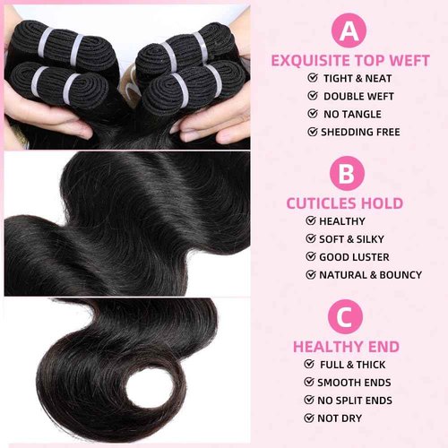 Perismoda Body Wave Human Hair Bundles 15A Raw Human Hair Bundles 100% Unprocessed Brazilian Virgin Hair Extensions 28 Inch 1 Bundle Quick Weave Hair Extensions Natural Color