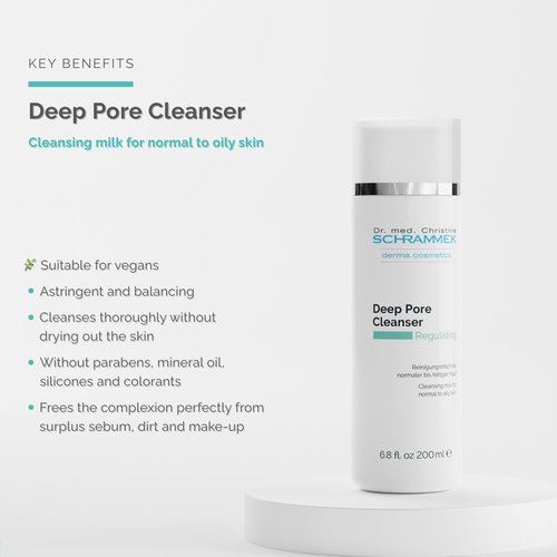 Schrammek Deep Pore Cleanser (6.8 fl oz) - Cleansing Milk for Normal Skin - Makeup Removal - Face Wash & Cleanser – No Parabens - Skin Care - Dr