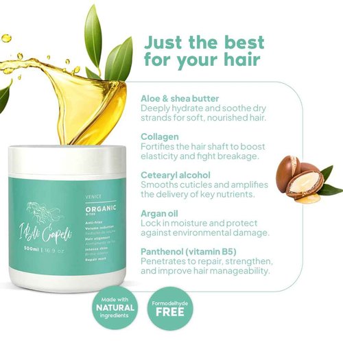 I Belli Capelli Venice Keratin Hair Treatment Straightening Set - 1 Step Application Formaldehyde Free- Keratina Para Alisar El Pelo Sin Formol & Organic B-tox Capilar Para El Cabello (2 Pack)