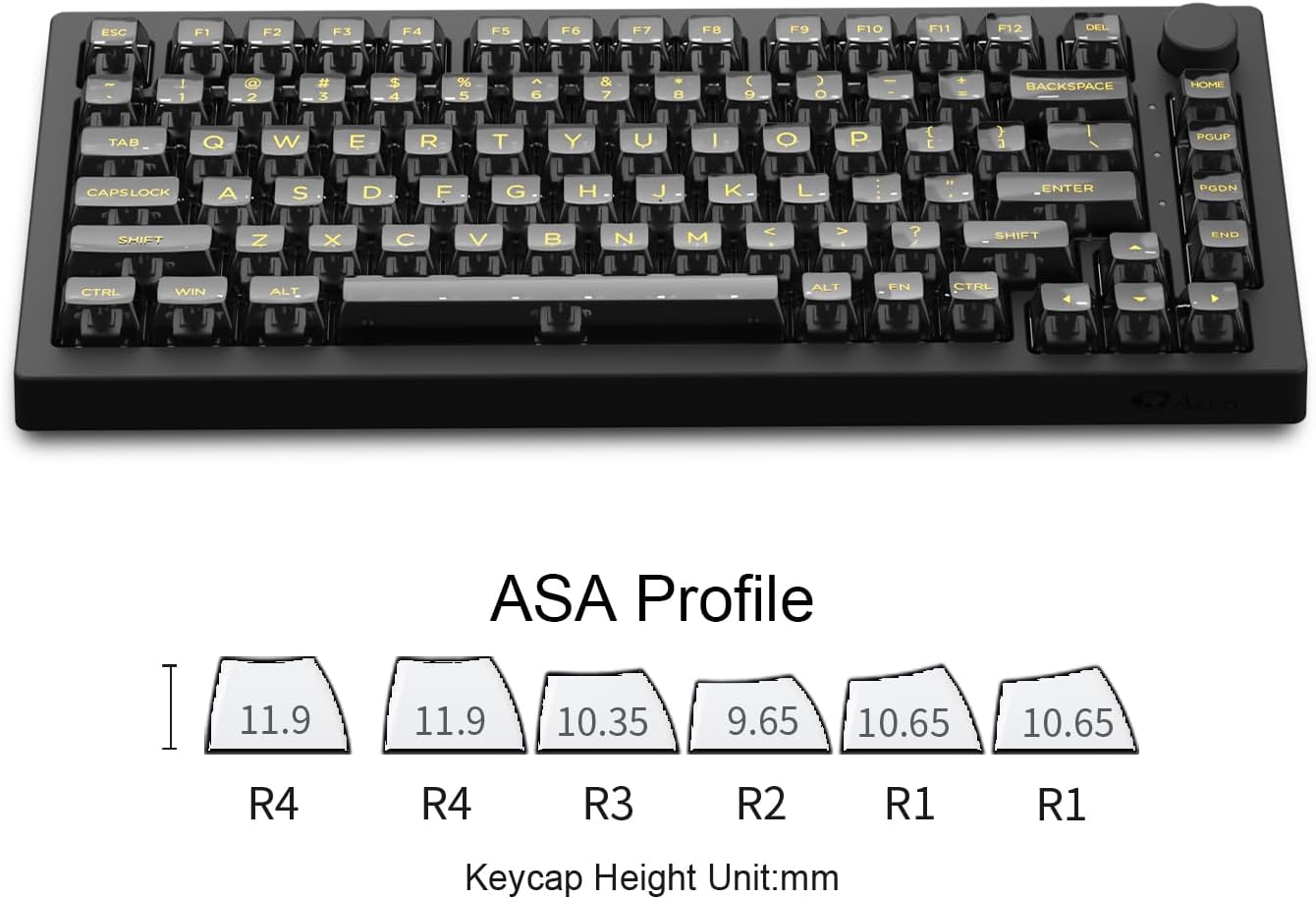 Akko 5075B Plus Mechanical Keyboard 75% Percent RGB Hot-swappable Creamy Keyboard with Knob, Black & Silver Theme with PBT Double Shot ASA Profile Keycaps V3 Creamy Yellow Pro Switch