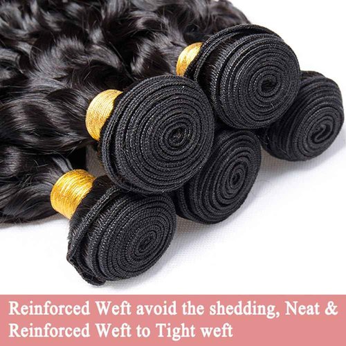 Water Wave Bundles Human Hair 20 22 24 Inch Deep Wave Bundles 10A Brazilian 100% Unprocessed Virgin Human Hair Wet and Wavy Bundles Double Weft Water Curly Weave 3 Bundle Natural Black