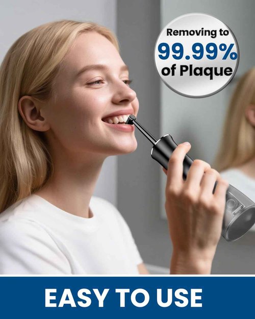 CNAPES Cordless Water Dental Flosser with 4 U-Shaped Jet,Black
