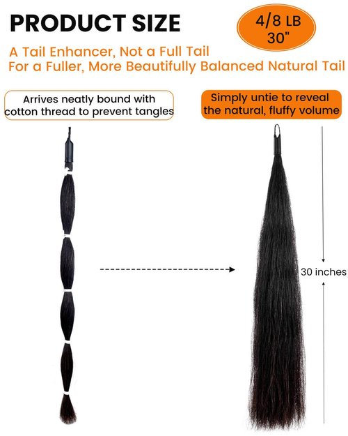 4/8 lb Horse Tail Extensions, Natural Real Horse Hair, False/Fake Horse Tail, 28-30 inches (Mixed)