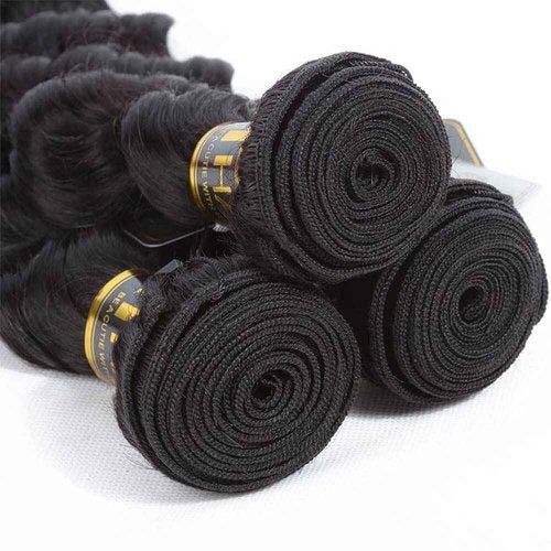 QTHAIR 16A Loose Deep Wave Bundles Human Hair 12 14 16 inch Loose Deep Curly Human Hair Bundles 100% Virgin Hair Bundles 300g Natural Color Double Weft for Black Women