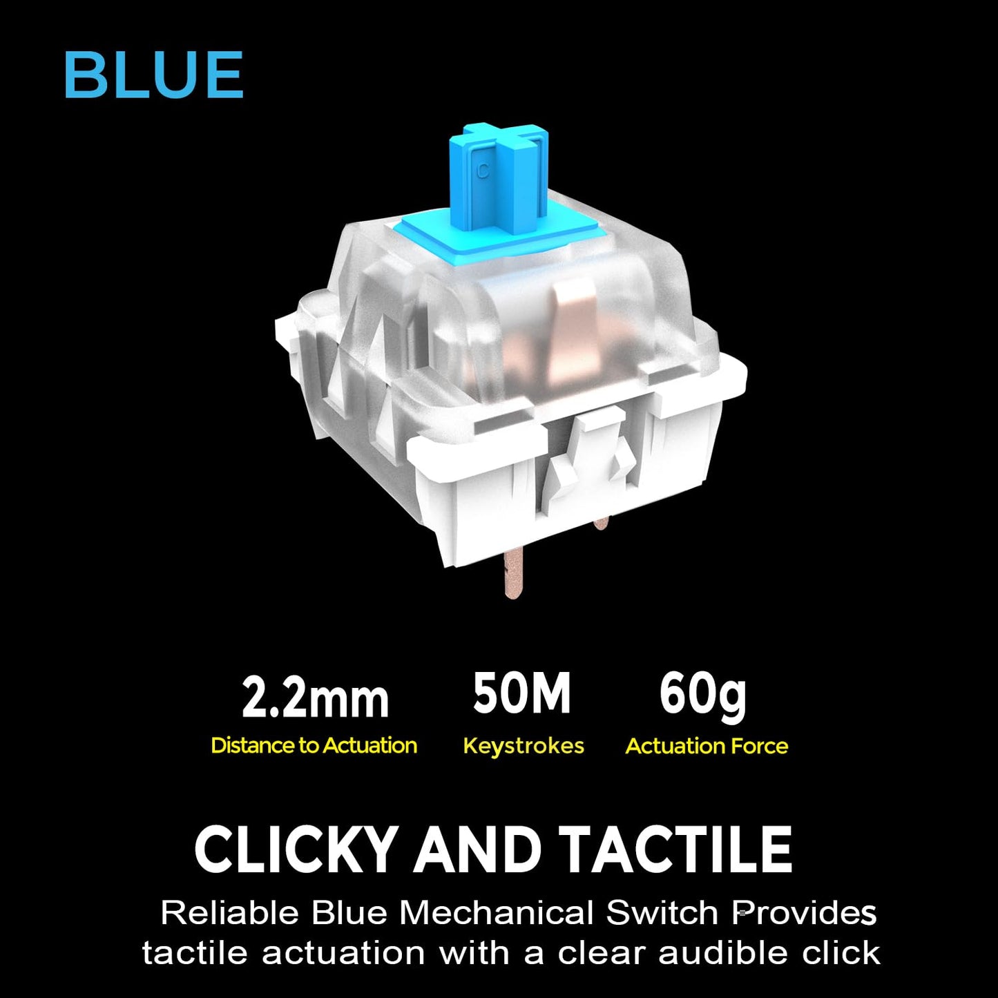 ADESSO AKB-610UB Multi-OS Mechanical Compact Keyboard with Copilot Ai Hotkey, Blue Switch, Clicky and Tactile