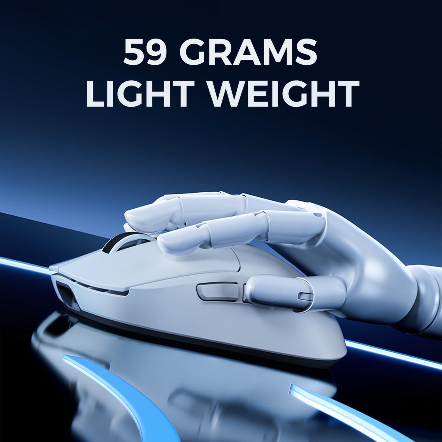 A5 ProMax Wireless Gaming Mouse, Symmetrical Design, 59 Grams, 1K Polling Rate, PAW3395 26K DPI Optical Sensor, 130 Hour Battery Life, Tri-Mode Connectivity - Black