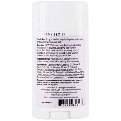 Now Foods Long Lasting Deodorant Stick - 2.2 oz 6 Pack