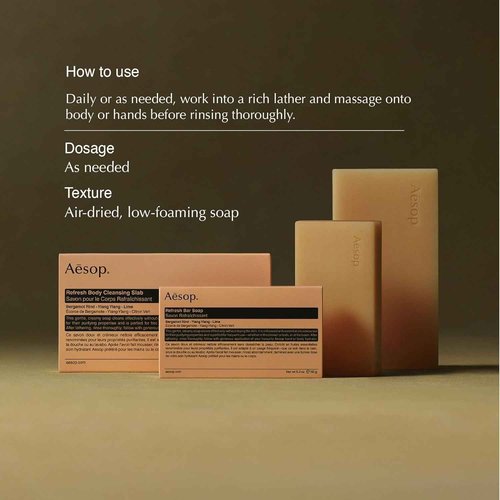 Aesop Refresh Body Cleansing Slab | Non-Drying Gentle Bar Soap Boosted With Botanical Oils | 10.9oz / 310g (Pack of 2)