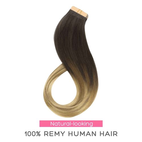 Marat Tape in Hair Extensions, Dark Brown to Dirty Blonde 24 inch 50g Tape in Hair Extensions Real Human Hair Natural Straight Human Hair Tape in Hair Extensions