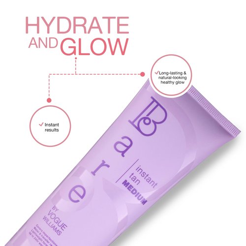 Bare by Vogue Instant Tan - Medium 150ml, Wash-Off Formula for Streak-Free, Natural-Looking Glow - Infused with Super Peptides for Plump, Smooth & Firm Skin