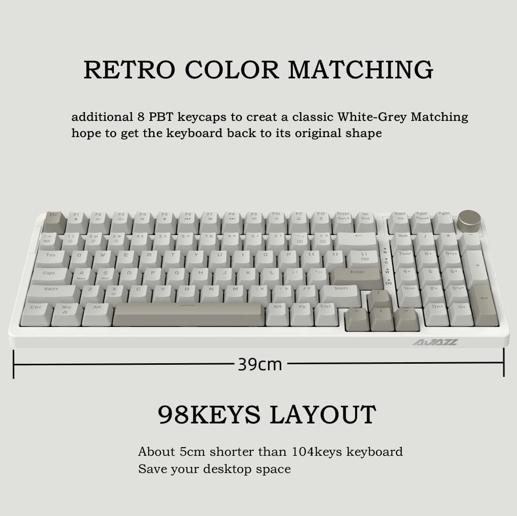 AK980 97Keys Tri-Mode Full Mechanical Keyboard, Gasket-Mounted, Hot-Swappable, 1.14” TFT Smart Display, Bluetooth 5.1/2.4G Wireless/Wired, PBT Keycaps RGB Backlit (Purple, Gift Linear Switch)