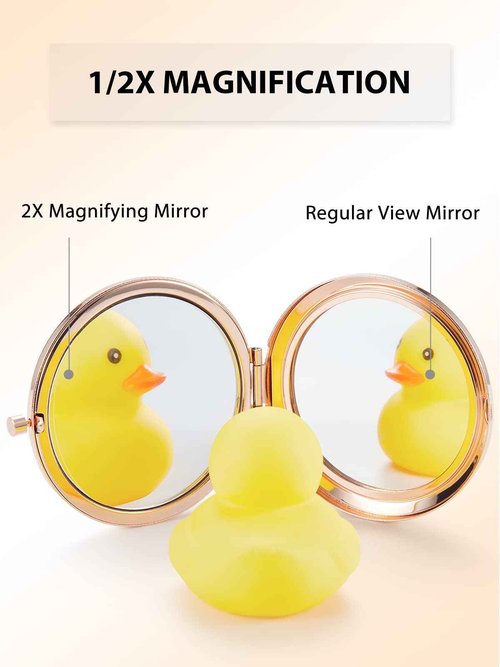 Getinbulk Compact Mirror for Purse, Pack of 24 Double-Sided 1X/2X Magnifying Round Metal Pocket Makeup Mirrors(Rose Gold, Mix Diamond)